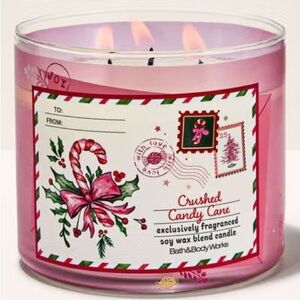 Bath & Body Works Crushed Candy Cane Candle - Festive Pink